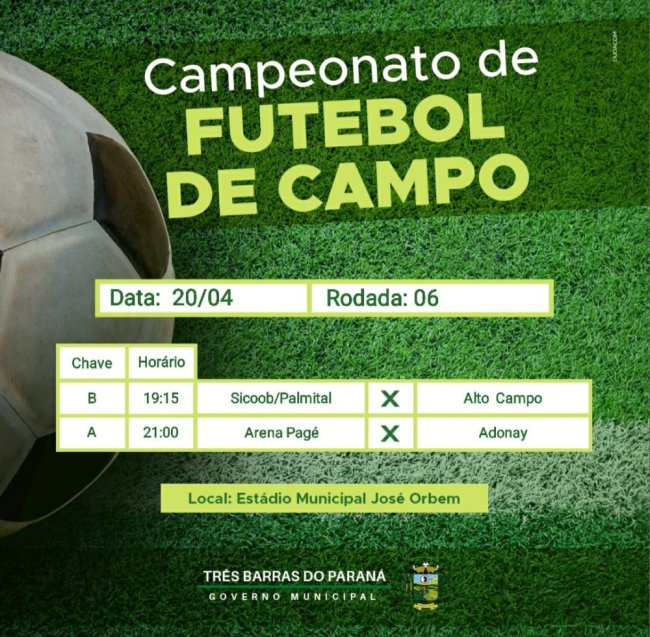 Nova rodada do Campeonato de Futebol de Três Barras é hoje